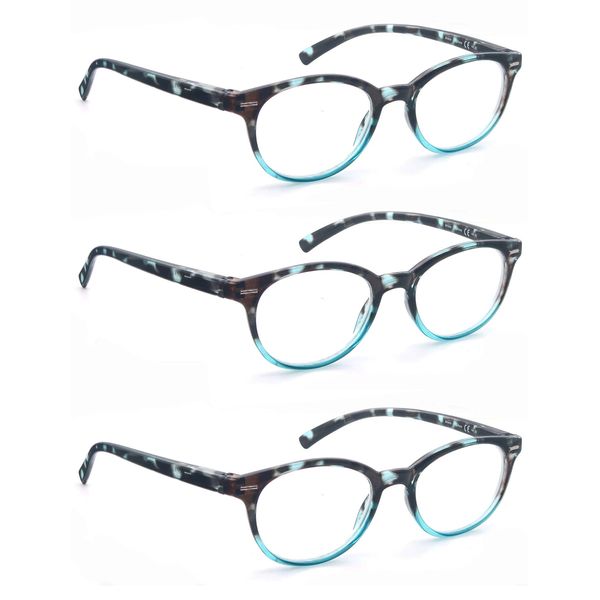 OLOMEE Reading Glasses Women Men Readers 2.5 Small Round Eyeglasses for Reading with Comfortable Spring Hinge Lightweight 3 Pack