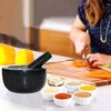 Simpa Large Solid Premium Black Granite Stone Mortar & Pestle Set - 16cm(6.3") Diameter