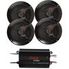 Pyle 4 Channel Bluetooth Amplifier, 4x 6.5" 150W Peak Power Full-Range Speakers