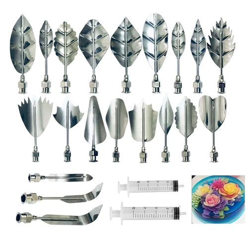 ANDRSAN Gelatin Jelly Art Starter Kit, 3D Flower Cake Decorating Tool, Set of 20 Piece DIY Needle Tips Pastry Tools
