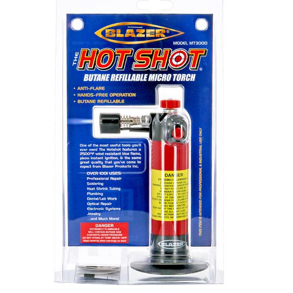Blazer MT3000 Hot Shot Butane Refillable Micro Torch 2500°F Wind Resistant Flame