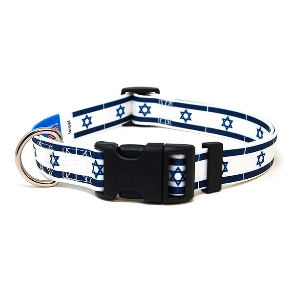 Israel Dog Collar | Israel Flag | Quick-Release Buckle | Made in NJ, USA | for Large Dogs