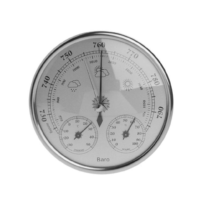 Wall-Mounted Barometer Thermometer Hygrometer Meteorological Station  Hanging Household/Office Metal Materials