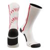 MadSportsStuff Baseball Socks with Stitches in Crew Length (White/Red, Large)