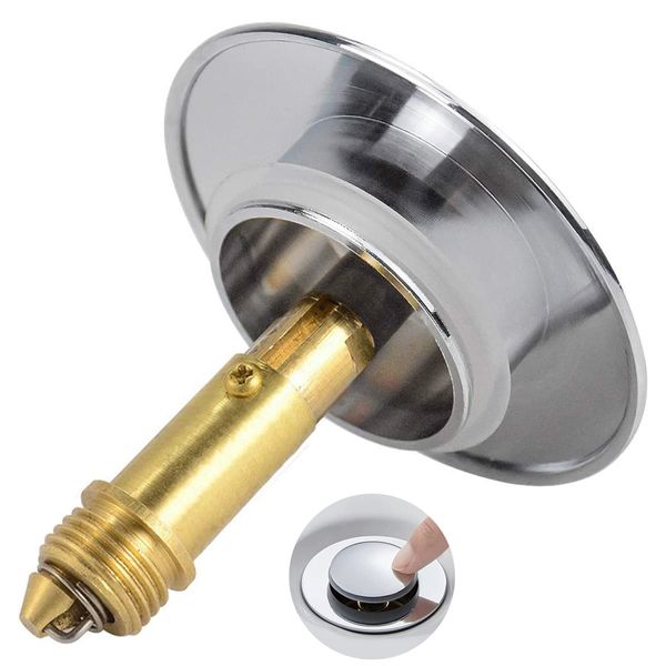 Pop Up Click Clack Plug 66mm Solid Brass Universal Basin Pop-up Drain Stopper Push Sink for Kitchen Bathtub Bathroom Basins Plugs Replacement (1Pcs)