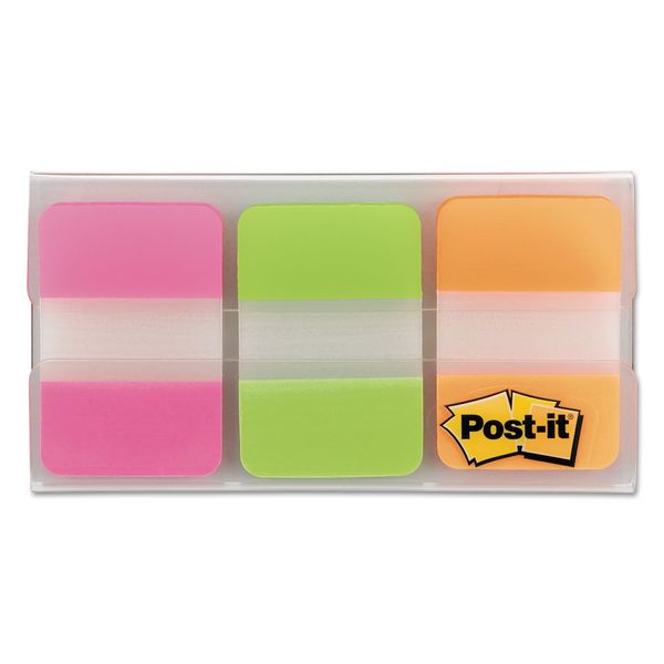 Post-it 686PGO File Tabs, 1 x 1 1/2, Assorted Brights, 66/Pack