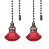 PATIKIL Ceiling Fan Pull Chain, 2 Pack 12" Decorative Diamond Pendant Chain Extender Charm Extension Pull String for Ceiling Fans Light Lamp, Red