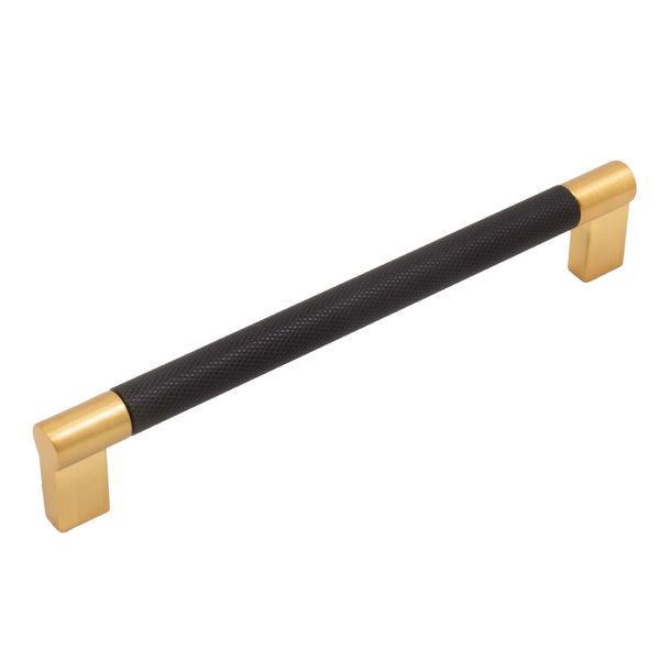 Urban Cabinet Pull, 160 Millimeters, Matte Black with Satin Brass Ends by Stone