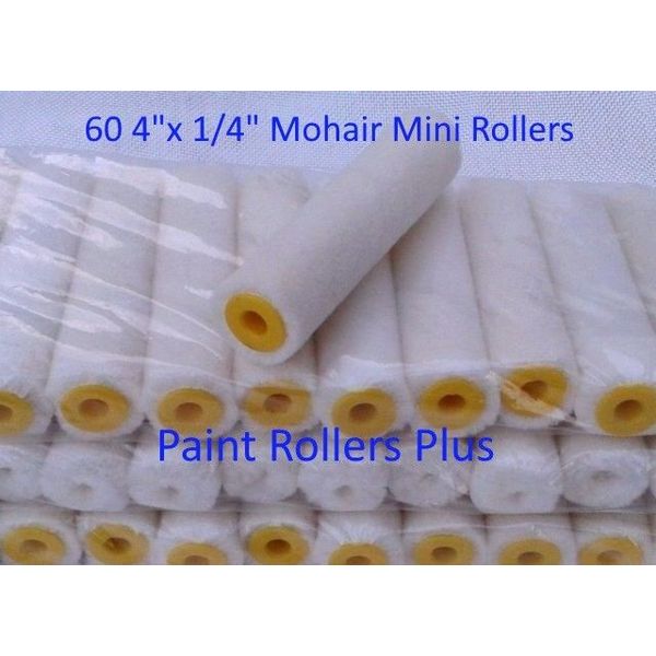 60 Mohair Mini Paint Rollers 4" x 1/4"