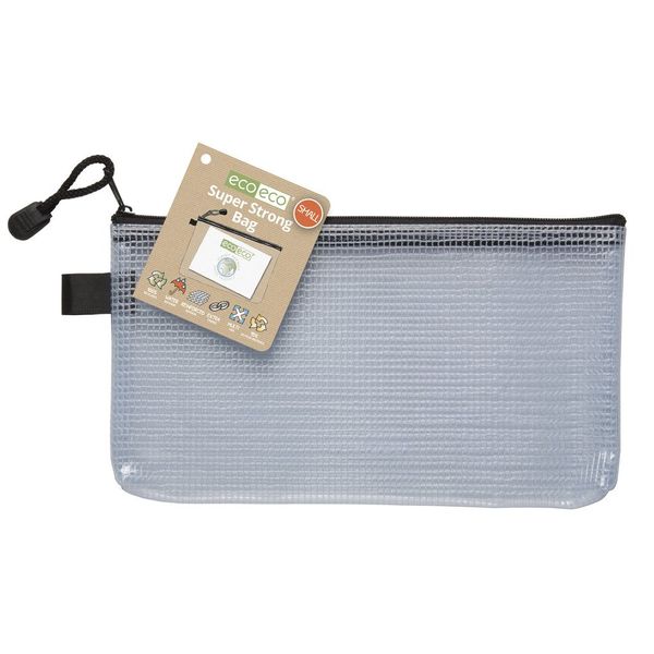 eco-eco Small 95% Recycled Super Strong Bag Clear Mesh Tuff Case + Zip