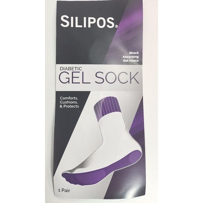 SILIPOS Diabetic Gel SockSize 10 - 13  BLACK  1 PAIR  #92811 New