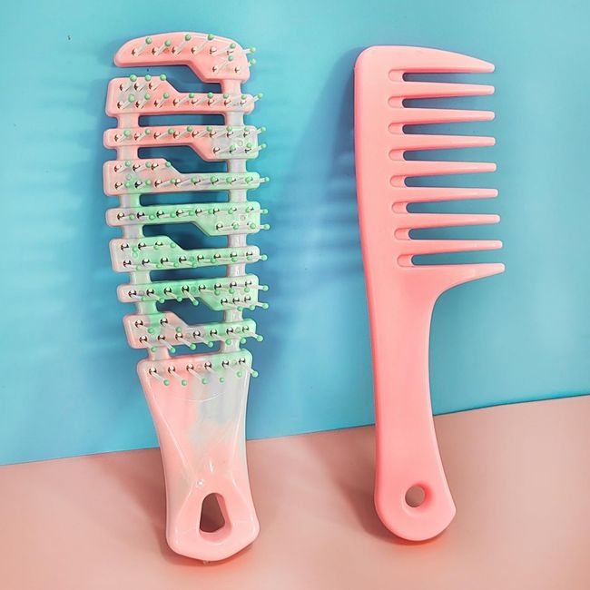 Mini Detangle Hair Brush, 2 Pcs Small Hair Brush Flexible Soft Pin Pink Detangling Hair Brush Mini Travel Hair Brush for Grils Women