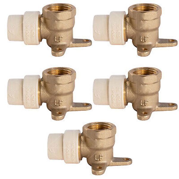 1/2"in Brass Male x CPVC Connection Drop Ear Elbow Transition Pipe Fitting 5 PK