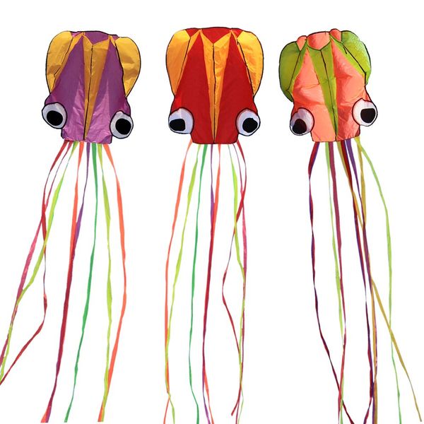 Hengda kite-Pack 3 Camouflage Colors-Beautiful Large Easy Flyer Kite for Kids-Software Octopus-It's Big! 31 Inches Wide with Long Tail 157 Inches Long-Perfect for Beach or Park