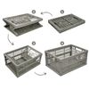 VR7 Folding storage crates with handles Stackable Plastic Storage Baskets for Home Kitchen Collapsible Storage Boxes Grey & White 5 Pack