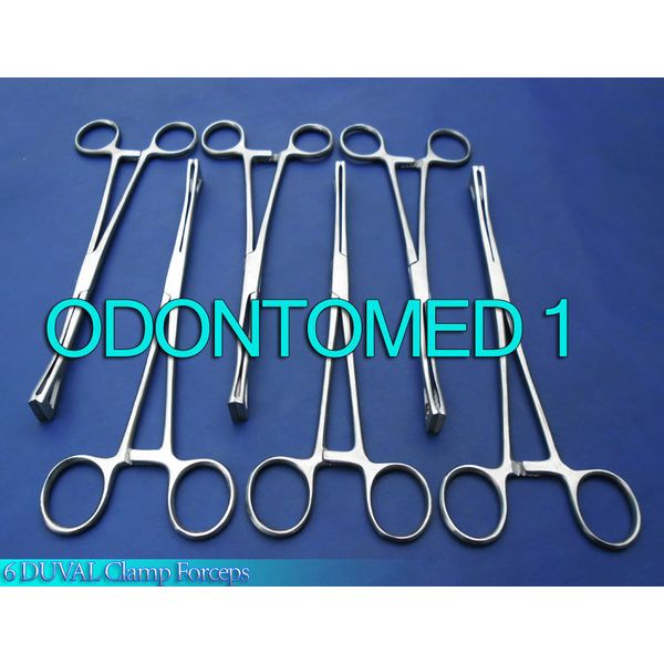 6 DUVAL Clamp Forceps 8" Surgical Veterinary Instruments