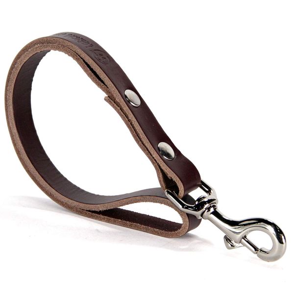 Logical Leather Traffic Lead - Full Grain Heavy Duty Genuine Short Leather Leash Best for Large Dogs - Brown