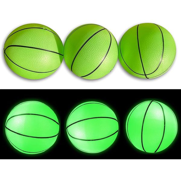 Toys+ 3 Pack! Inflatable Glow in The Dark Mini Basketballs Includes Pump and Needle Magic Shot Pro Mini Hoop Basketballs (Glow in The Dark, 3pack)