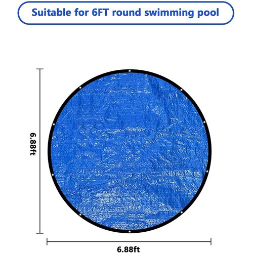 6FT Swimming Pool Cover,Round Pool Cover,Inflatable Pool Cover with Drawstrings,Outdoor Garden Dust Solar Pool Cover Protector, Frame Pool Rainproof Cover