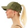 C.C Ponytail Messy Buns Trucker Ponycaps Plain Baseball Visor Cap Dad Hat Olive
