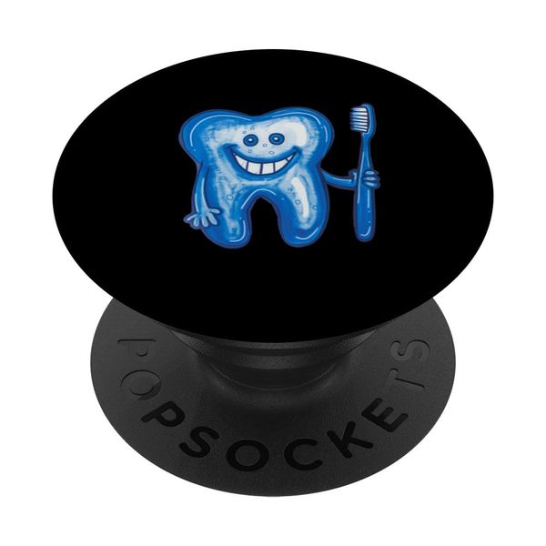 Blue Tooth Molar Toothbrush, Dentist, Teeth Brushing PopSockets Standard PopGrip