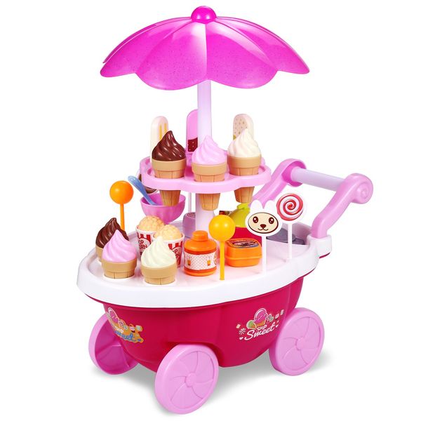 Bemixc Pretend Play Set with Sound Ice Cream Western Restaurant Popular Girls Toy Bill Stall Educational Toy Birthday Present