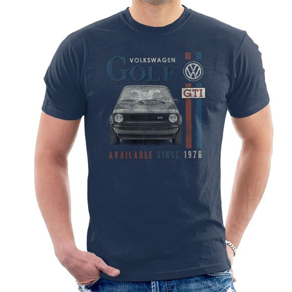 Volkswagen Men's Golf GTI Racing Distressed T-Shirt, Navy Blue, S