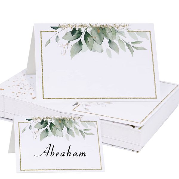 50pcs Wedding Place Cards Leaves Table Seating Cards Paper Tented Wedding Name Cards for Table Setting Birthday Dinner Christmas Party