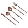 20 Piece Matte Copper Flatware Set Stainless Steel Thin Handles Service For 4