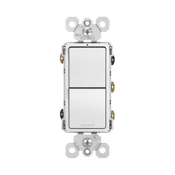 Legrand radiant RCD33WCC6 15 Amp Combination 2-in-1 Decorator Rocker Light Switch, Two 3-Way Switches, White (1 Count)