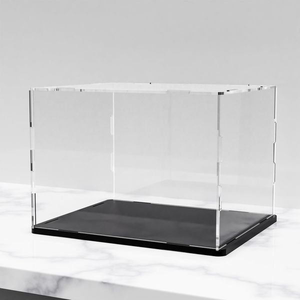 WANLIAN Clear Acrylic Display Case Assemble Countertop Box Cube Organizer Sta...
