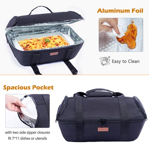 BAGSPRITE Casserole Dish Carrier Insulated - Hot Casserole Dish Carrying Case - Food Carrier for Pockluck Fits 9" x 13" Baking Dish, Lasagna Pan