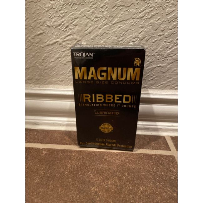 Trojan Magnum Ribbed Large Condoms Lubricated Latex 12 Ct, 11/2022