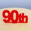 90th Birthday Cake Topper - Red