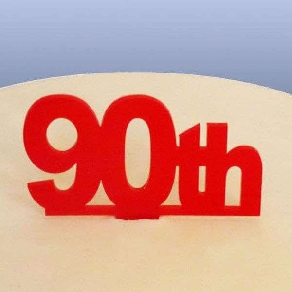 90th Birthday Cake Topper - Red