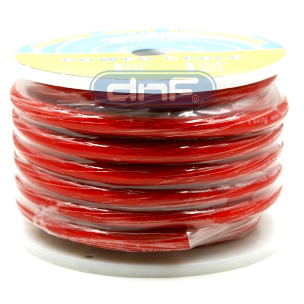 0 Gauge 50 Feet See Through Red Amplifier Power/ Ground Cable