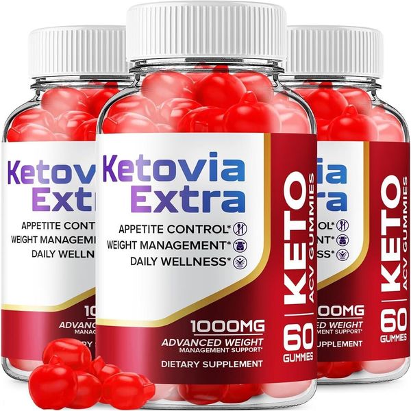 (3 Pack) Ketovia Extra Keto ACV Gummies - Official - Keto Ketovia ACV...