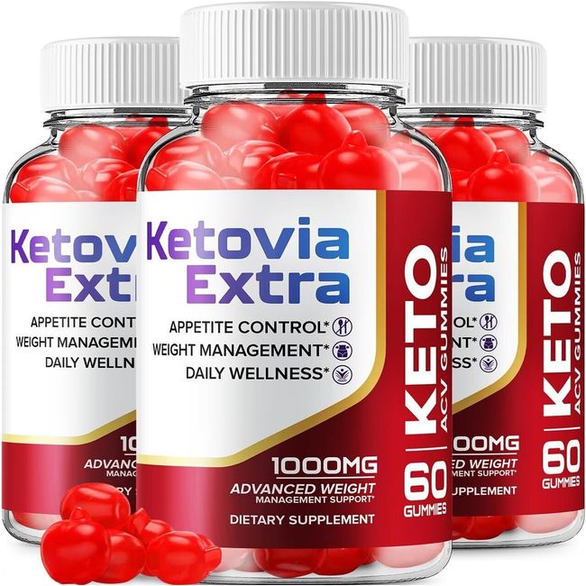 (3 Pack) Ketovia Extra Keto ACV Gummies - Official - Keto Ketovia ACV...