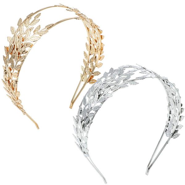 NODG 2 Pieces Leaf Headbands for Women Bride Headwear Gold Tiaras for Women Costume Party Roman Goddess Leaf Headband Wedding Bridal Tiaras Hair Crown for Women Headpiece for Party