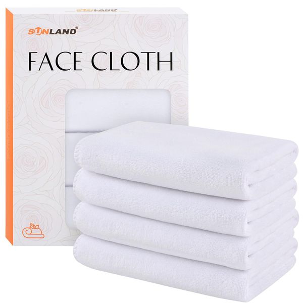 SUNLAND Microfiber Face Cloths Reusable Makeup Remover Cloths 12inch x 12inch Absorbent Face Wash Cloth Soft Washcloth with Friendly Packaging 4 Pack