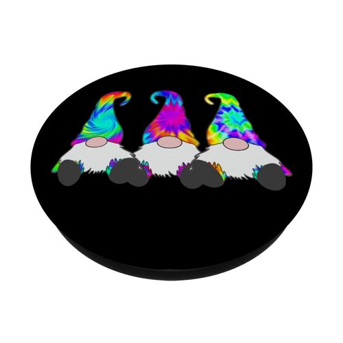 3 Hippie Gnomes Tie Dye Hat Retro Peace Groovy Psychedelic PopSockets Adhesive PopGrip