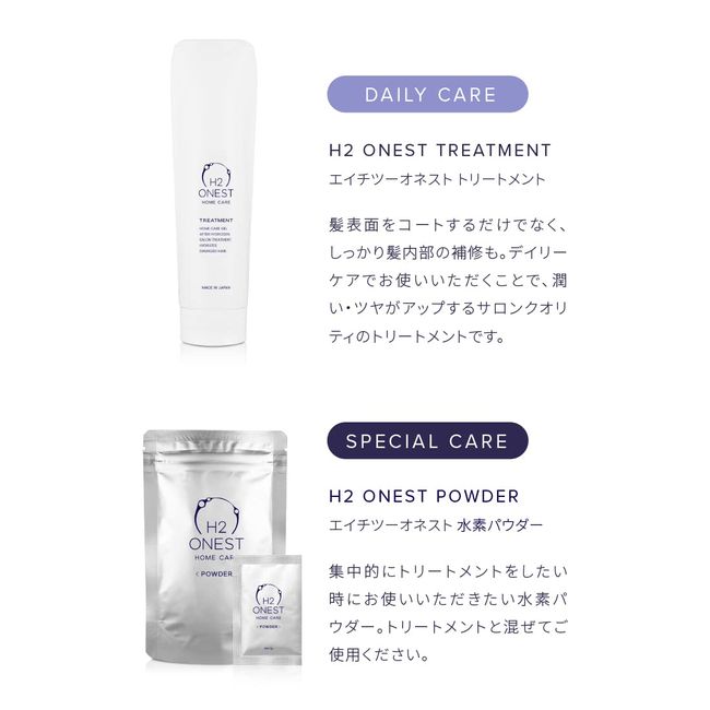 H2 ONEST Home Care Set, Salon, Damage Repair, Set Contents: Treatment (1  bottle / 8.5 oz (240 g), Hydrogen Powder (8 packs)