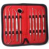 10 Pcs Professional Plaque Remover Kit Oral Care Tools Stainless Steel Double Ended Dental Picks with Scraper, Mouth Mirror, Tweezers & Plugger for Gum Care Cleaning Set with Carrying Case