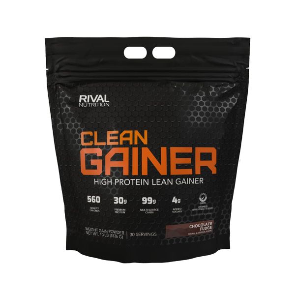 Rivalus Clean Gainer - Chocolate Fudge 10 Pound - Delicious Lean Mass Gainer with Premium Dairy Proteins, Complex Carbohydrates, and Quality Lipids, No Banned Substances, Made in USA