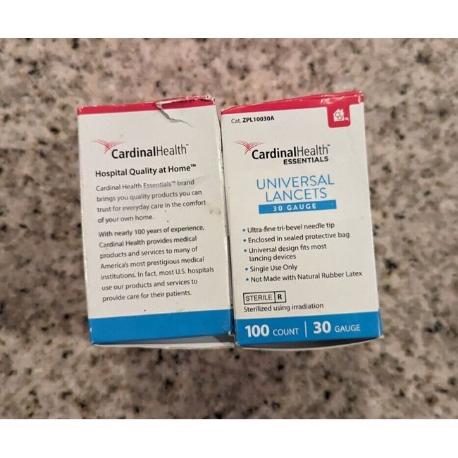 2 boxes of 100 Cardinal Health 30g Lancets exp 08-11-2024