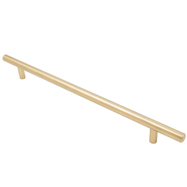 Bar Cabinet Pull, 256 Millimeters, 336mm Overall Length, Satin Brass by Stone Ha