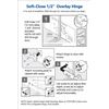 20 Pack Soft Close Cabinet Hinges, 1/2" Partial Overlay, 100° Opening Angle, Sta