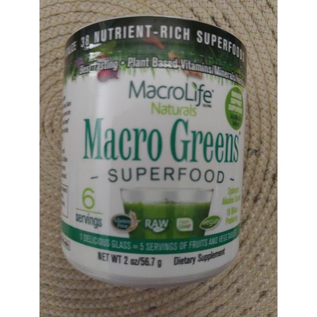 Macrolife Naturals/ Macro Greens Superfood/ 2 oz Powder/ 6 Serving/Exp June 2024