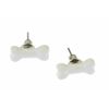 Bone Bones Earrings Ear Studs Earstuds Miniblings Dog White 1Cm