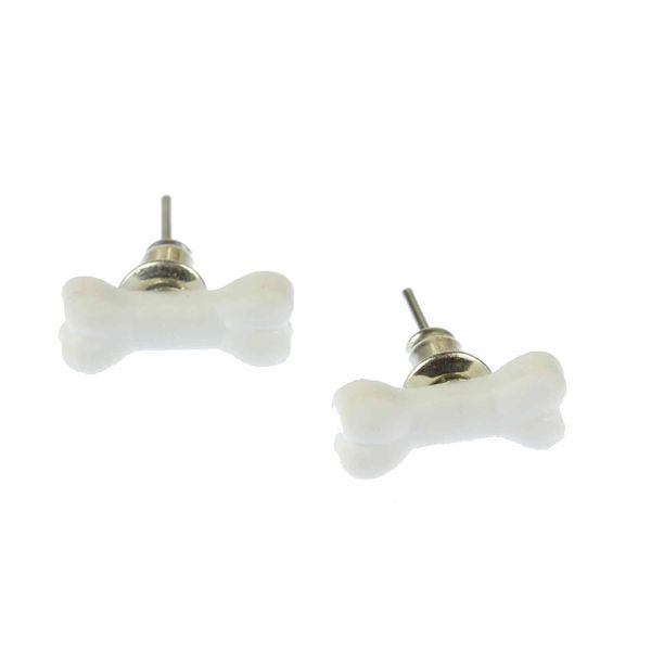 Bone Bones Earrings Ear Studs Earstuds Miniblings Dog White 1Cm